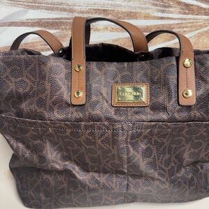 Calvin Klein Dark Brown Monogram Tote